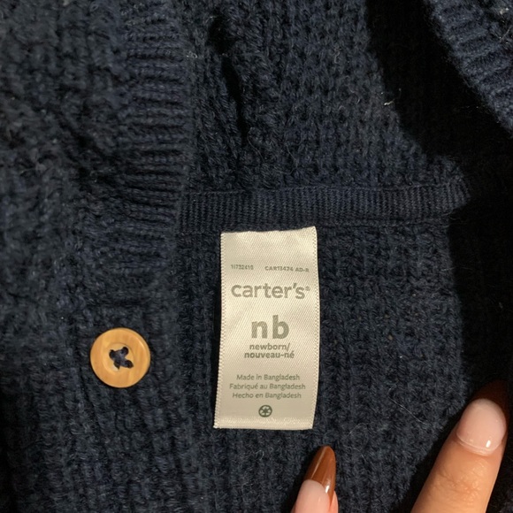 newborn navy blue button up sweater/cardigan - Picture 2 of 2